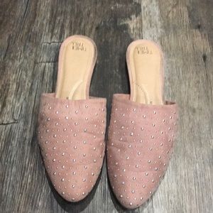 Time and Tru Pink Studded Mules
